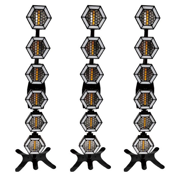 6x3in1 Retro Light With Auxiliary 144*0.3W Retro strip Blinder Light