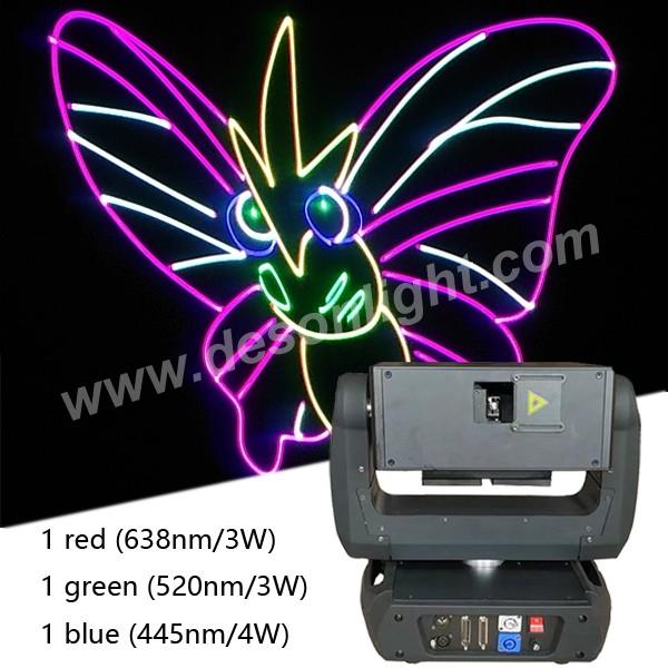 ILDA Animation Moving head RGB 10W laser light 