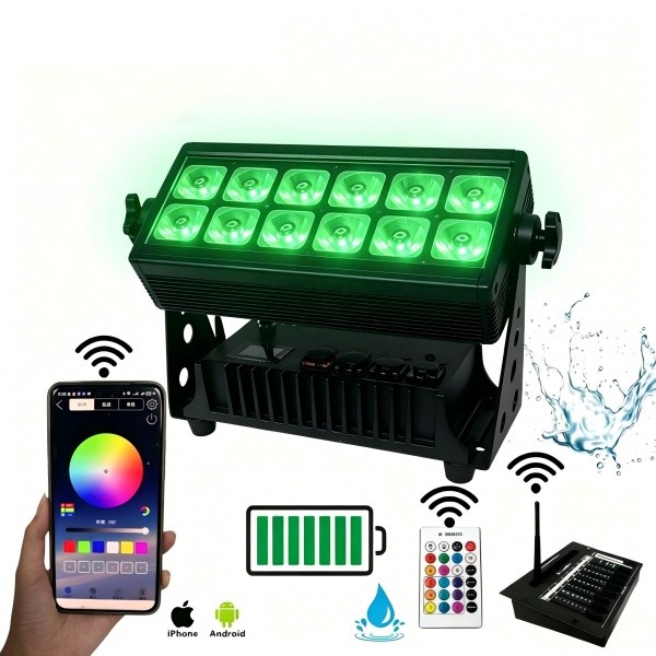 IP65 12 x 18W Wireless Battery-Powered LED Uplight 