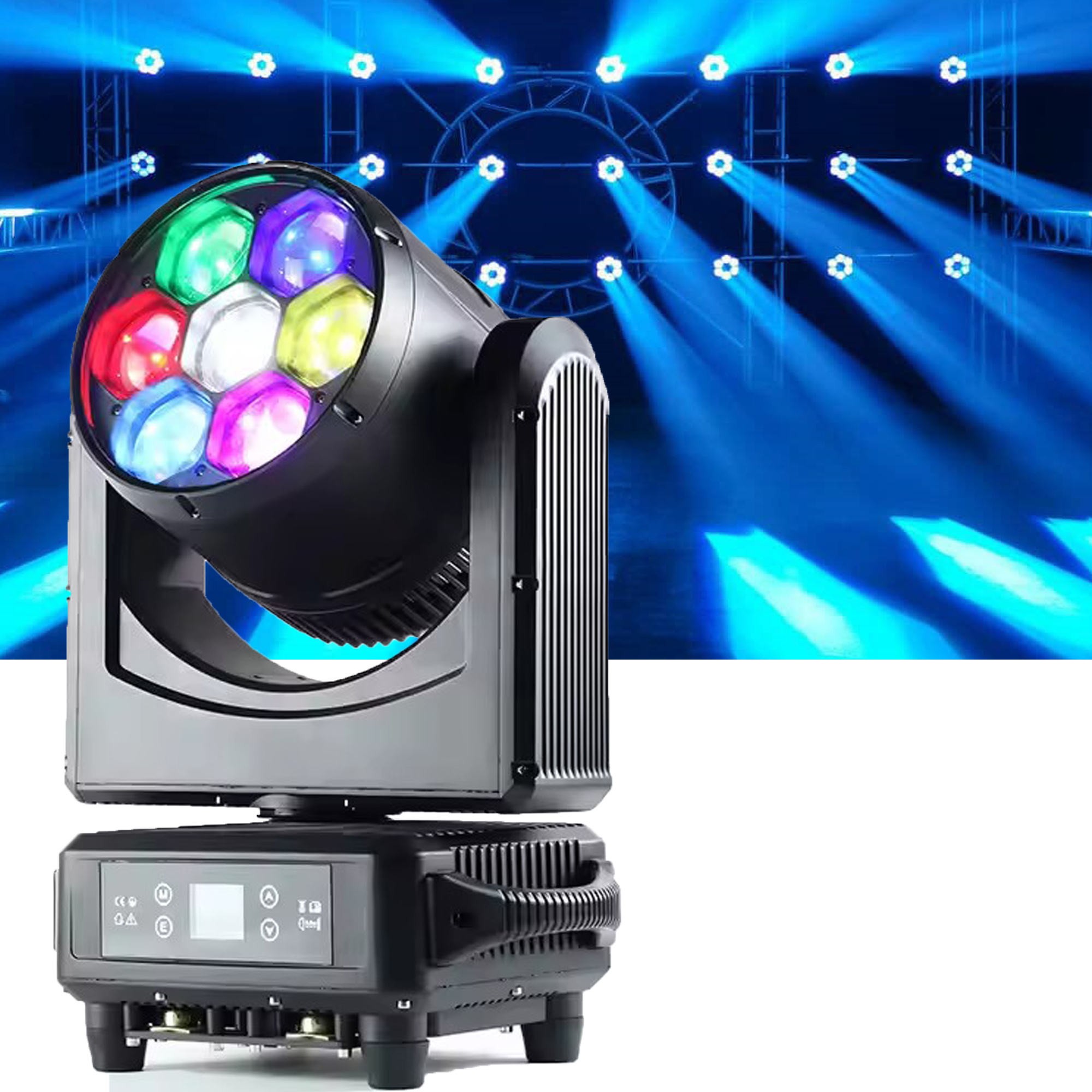 Outdoor 7x60w RGBW LED Zoom Beam Wash Moving Head Bee Eye light Ip65 Waterproof 